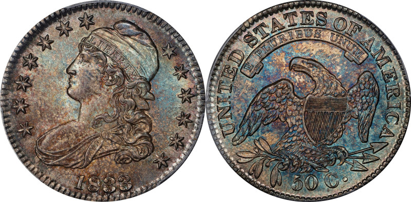 1833 Capped Bust Half Dollar. O-108. Rarity-1. MS-66+ (PCGS). CAC.
A splendid G...