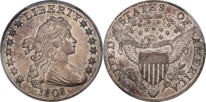 1802/1 Draped Bust Silver Dollar. BB-232, B-4. Rarity-4. Narrow Date. MS-62 (PCG...