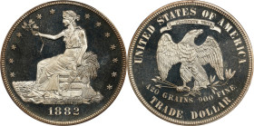 1882 Trade Dollar. Proof-65 Deep Cameo (PCGS).
An incredibly gorgeous example of this popular Proof-only issue from the waning years of the trade dol...