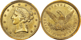 1839-D Liberty Head Half Eagle. Winter 2-A. AU-55 (PCGS).
A simply outstanding example of this challenging early date Dahlonega Mint half eagle issue...