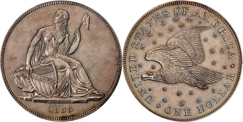 1836 Gobrecht Silver Dollar. Name on Base. Judd-60 Restrike, Pollock-65. Rarity-...