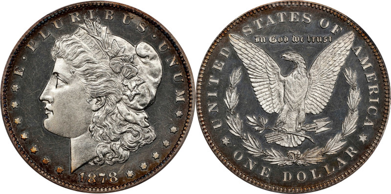 1878 Morgan Silver Dollar. 7 Tailfeathers. Reverse of 1878. Proof-64 Cameo (PCGS...