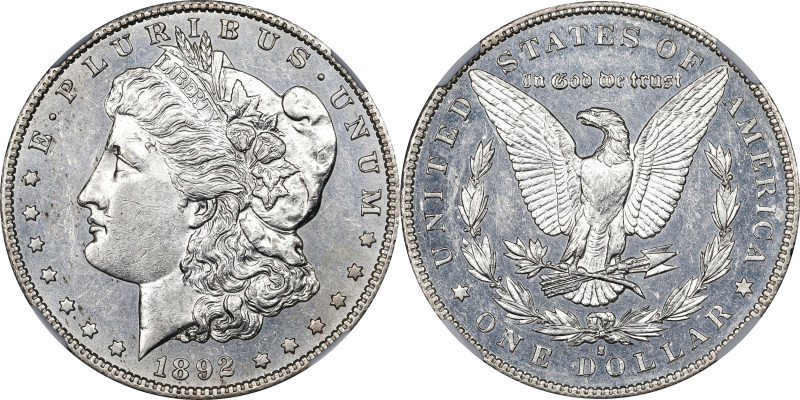 1892-S Morgan Silver Dollar. AU-58 (NGC).
Virtually complete mint luster and ov...