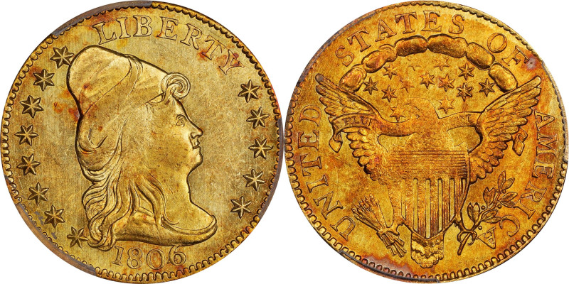 1806/4 Capped Bust Right Quarter Eagle. BD-1. Rarity-4+. Stars 8x5. MS-63 (PCGS)...