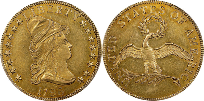 1796 Capped Bust Right Eagle. BD-1, Taraszka-6, the only known dies. Rarity-4. A...