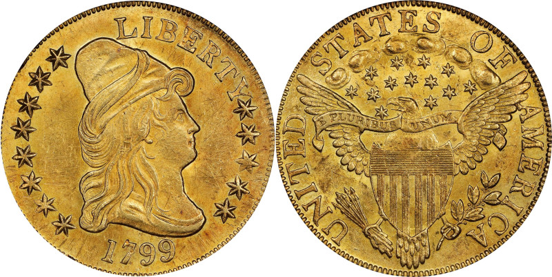 1799 Capped Bust Right Eagle. BD-7, Taraszka-19. Rarity-3. Small Obverse Stars. ...