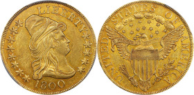 1800 Capped Bust Right Eagle. BD-1, Taraszka-23, the only known dies. Rarity-3+. AU-55 (PCGS).
This lovely 1800 eagle borders on Mint State quality. ...