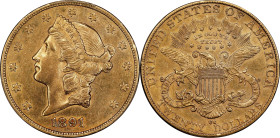 1891-CC Liberty Head Double Eagle. AU Details--Cleaned (PCGS).
Vivid orange-honey surfaces retain bold to sharp striking detail throughout the design...