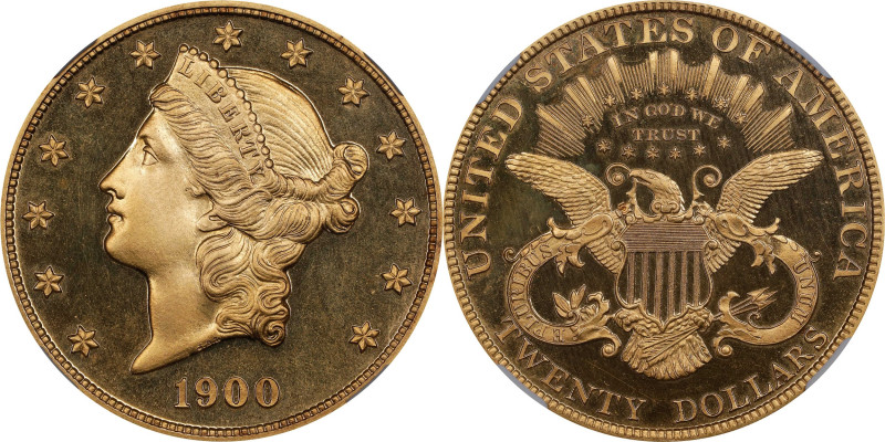 1900 Liberty Head Double Eagle. JD-1, the only known dies. Rarity-4+. Proof-64+ ...