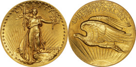 MCMVII (1907) Saint-Gaudens Double Eagle. High Relief. Wire Rim. MS-61 (PCGS).
This handsome piece displays warm honey-gold patina, with blushes of p...