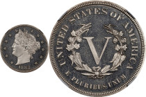 1882 Pattern Liberty Head Nickel. Judd-1690, Pollock-1892. Rarity-6-. Nickel. Plain Edge. Proof-66+ Cameo (NGC).
Obv: Similar to the design that the ...