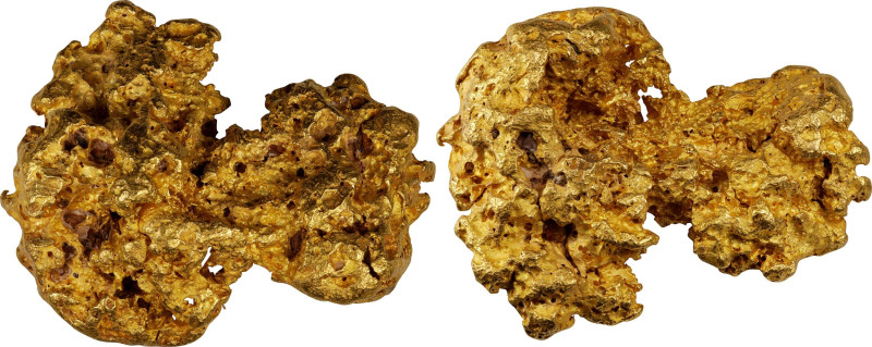 Native Gold Specimen. Approximately 73.0 mm x 57.0 mm x 28.2 mm. 369.93 grams (1...