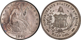 "1861" (1879) Confederate Half Dollar. Scott Restrike. Breen-8002. MS-61 (NGC). CAC.
A handsomely toned piece, both sides are bathed in soft pearl-gr...