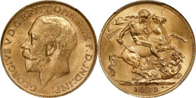 AUSTRALIA. Sovereign, 1923-M. Melbourne Mint. George V. PCGS MS-65.
S-3999; Fr-39; KM-29. Tied for the finest certified example of the date seen at P...