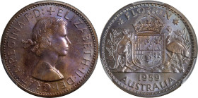 AUSTRALIA. Proof Set (6 Pieces), 1959. Melbourne Mint. Elizabeth II. All PCGS Certified.
1) Florin. PCGS PROOF-67. KM-60. 2) Shilling. PCGS PROOF-67....