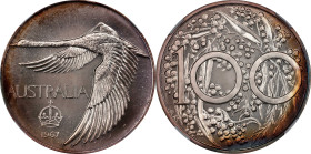 AUSTRALIA. Silver Dollar Pattern, 1967. London (Pinches) Mint. Elizabeth II. NGC MS-67.
KMX-M2. Mintage: 1,500. Andor Meszaros issue. Always a popula...