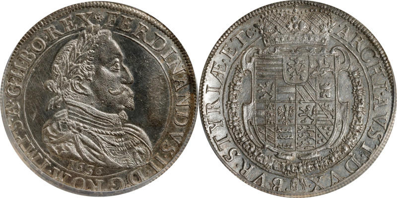 AUSTRIA. Holy Roman Empire. Taler, 1636. Graz Mint. Ferdinand II. PCGS MS-62.
D...