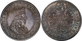 AUSTRIA. Holy Roman Empire. 2 Talers, ND (1654). Hall Mint. Archduke Ferdinand Karl. NGC MS-63+.
Dav-3364; KM-985. Weight: 57.27 gms. The sole finest...