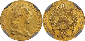 AUSTRIA. Holy Roman Empire. Ducat, 1787-A. Vienna Mint. Joseph II. NGC MS-62.
Fr-439; KM-1873. Extremely brilliant and lustrous, this nearly-Choice t...