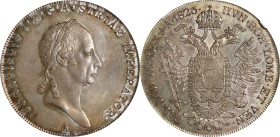 AUSTRIA. Taler, 1826-A. Vienna Mint. Franz I. NGC MS-64.
Dav-9; KM-2163. An enchanting and highly alluring near-Gem crown, this specimen possesses so...