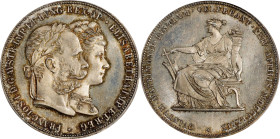 AUSTRIA. 2 Gulden, 1879. Vienna Mint. Franz Joseph, with Elizabeth. PCGS MS-65.
KMX-M5. A great commemorative type celebrating the silver wedding ann...
