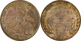 AUSTRIA. Salzburg. Taler, 1728. Salzburg Mint. Leopold Anton Eleutherius von Firmian. PCGS MS-62.
Dav-1241; KM-329. The only example of the date seen...