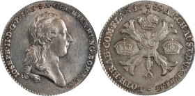 AUSTRIAN NETHERLANDS. 1/2 Couronne, 1789. Brussels Mint. Joseph II. PCGS MS-64.
KM-34; Delm-394. Stunning quality for the type, this example represen...