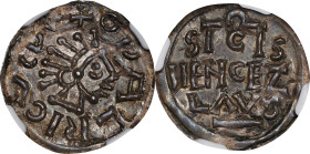 BOHEMIA. Denar, ND (1012-33 & 1034). Prague Mint. Oldrich (Ulrich). NGC MS-64.
Frynas-B.7.4; Cach-285-6. Weight: 0.87 gms. Obverse: ODALRICVS REX, bu...