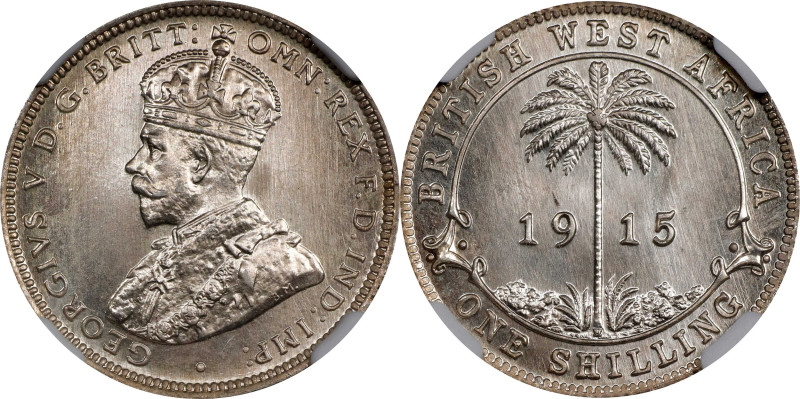 BRITISH WEST AFRICA. Shilling, 1915-H. Birmingham (Heaton) Mint. George V. NGC S...