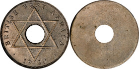 BRITISH WEST AFRICA. Copper-Nickel Uniface Obverse 1/2 Penny Trial Strike, 1920. Birmingham (Kings Norton) Mint. George V. PCGS SPECIMEN-63.
cf. KM-8...