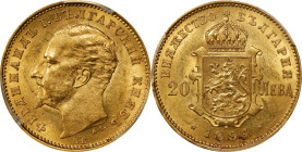 BULGARIA. 20 Leva, 1894-KB. Kremnica Mint. Ferdinand I. PCGS MS-61.
Fr-3; KM-20. A RARE specimen when encountered in such lofty states of preservatio...
