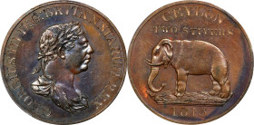 CEYLON. 2 Stuivers, 1815. London Mint. George III. PCGS PROOF-62 Brown.
KM-82.1; Prid-90A. An EXCEEDINGLY RARE Proof striking, this exceptional examp...