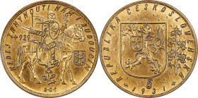 CZECHOSLOVAKIA. 5 Ducats, 1931. Kremnica Mint. PCGS MS-63.
Fr-5; KM-13; Novotny-18. Mintage: 1,528. An incredible example, the present specimen deliv...