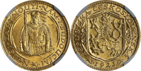 CZECHOSLOVAKIA. Ducat, 1923. Kremnica Mint. NGC MS-63.
Fr-2; KM-8; Novotny-16. Type without serial number. Resoundingly Choice and attractive, this e...