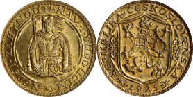 CZECHOSLOVAKIA. Ducat, 1925. Kremnica Mint. NGC MS-63.
Fr-2; KM-8; Novotny-16. One of the earlier dates in the series, this Choice example dazzles wi...