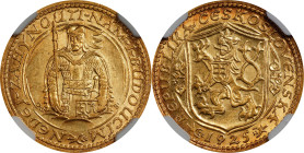 CZECHOSLOVAKIA. Ducat, 1925. Kremnica Mint. NGC MS-63.
Fr-2; KM-8; Novotny-16. This beautiful and handsome Choice Ducat offers strong details and ric...