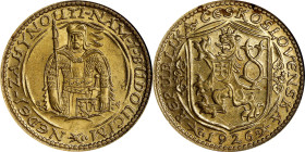 CZECHOSLOVAKIA. Ducat, 1926. Kremnica Mint. ANACS MS-63.
Fr-2; KM-8; Novotny-16. A captivating specimen, this Ducat dances with incredible brilliance...