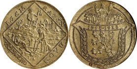CZECHOSLOVAKIA. Gold Medallic 2 Ducats, 1928. Kremnica Mint. NGC MS-63.
Fr-7; KMX-3; Novotny-I.B. By O. Spaniel. Obverse: Saint driving plow drawn by...