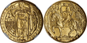CZECHOSLOVAKIA. Gold Medallic Ducat, 1929. Kremnica Mint. NGC MS-63.
Fr-10; KMX-7; Novotny-II.C (RR). By O. Spaniel; Mintage: 1,631. Commemorating th...