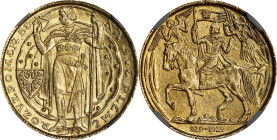 CZECHOSLOVAKIA. Gold Medallic Ducat, 1929. Kremnica Mint. NGC MS-62.
Fr-10; KMX-7; Novotny-II.C (RR). By O. Spaniel; Mintage: 1,631. Commemorating th...