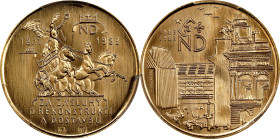 CZECHOSLOVAKIA. Reconstruction and Completion of the National Theater Gold Medal, 1983. Kremnica Mint. PCGS MS-66.
By L. Havelka. Weight: 3.31 gms. A...