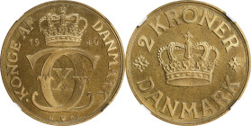 DENMARK. Prooflike Mint Set (8 Pieces), 1940. Copenhagen Mint. Christian X. All NGC Certified.
1) 2 Kroner. NGC MS-66 Prooflike. KM-825. 2) Krone. NG...