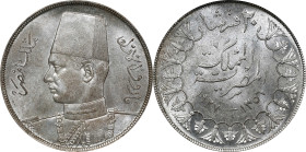 EGYPT. 20 Piastres, AH 1356/1937. London Mint. Farouk I. PCGS MS-64.
KM-368. Surpassed by only a small handful of examples, this enchanting crown off...