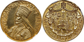 ETHIOPIA. Haile Selassie I (Ras Tafari Makonnen) Gold Coronation Medal of Talari Weight, EE 1923 (1931). NGC AU Details--Polished.
KMX-12. Weight: 29...