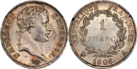 FRANCE. Franc, 1808-A. Paris Mint. Napoleon I. NGC MS-65.
KM-682; Gad-446. Surpassed in the NGC census by just one example, this appealing Gem presen...