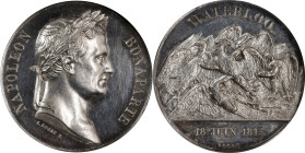 FRANCE. Napoleon I/Battle of Waterloo Silver Medal, "1815" (ca. 1840). Paris Mint. PCGS Genuine--Graffiti, Unc Details.
Bramsen-1636; Julius-3335; d'...