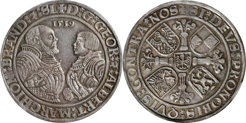 GERMANY. Brandenburg-Franconia. Taler, 1539. Schwabach Mint. PCGS MS-61.
Dav-89...