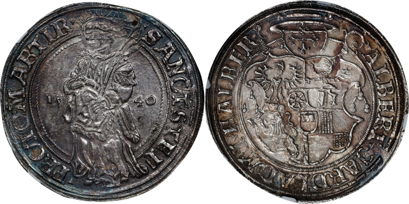 GERMANY. Halberstadt. Taler, 1540. Halberstadt Mint. Albrecht V of Brandenburg. ...