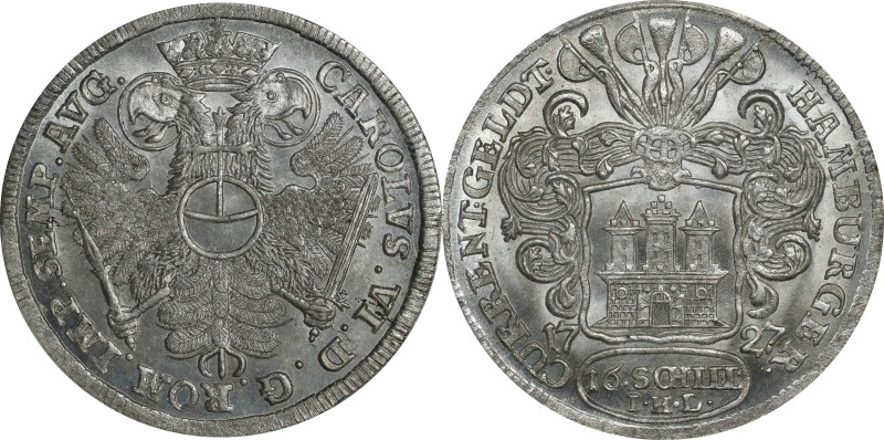 GERMANY. Hamburg. 16 Schilling, 1727-IHL. Hamburg Mint. PCGS MS-67.
KM-369 (pre...