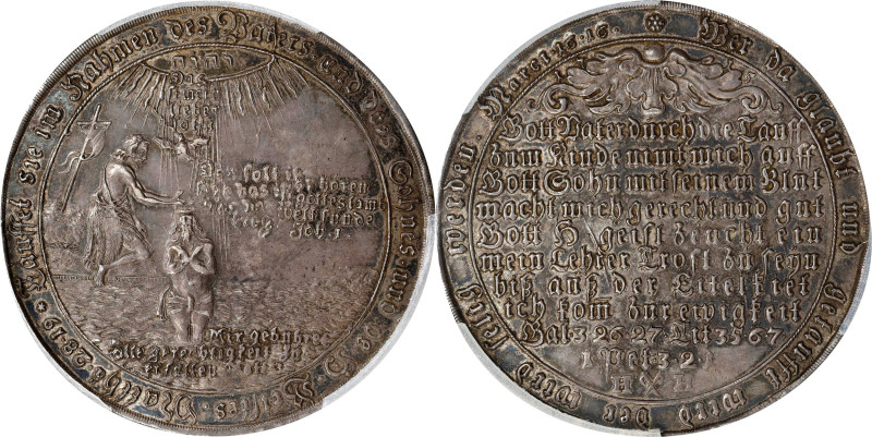 GERMANY. Harz. Baptismal Taler, 1715-HH. Zellerfeld Mint. PCGS AU-58.
Dav-2935;...